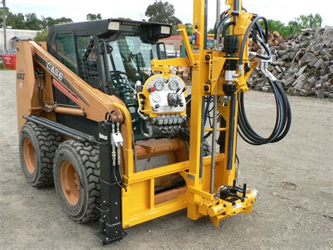 skid steer pier drilling rig|skid steer installation equipment.